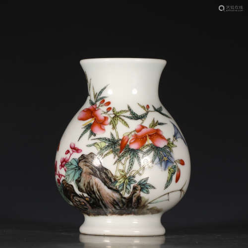 A Chinese Enamel Floral Porcelain Flower Vase