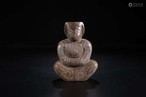 A Chinese Gaogu Jade Figure Ornament