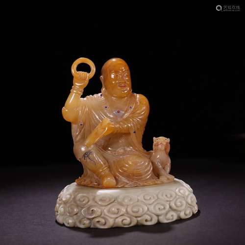 A Chinese Carved Tianhuang Stone Arhat Ornament