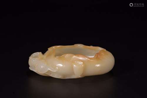 A Chinese Carved Hetian Jade Brush Washer