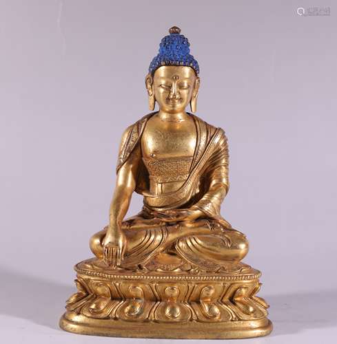 A Chinese Gild Copper Statue of Sakyamuni