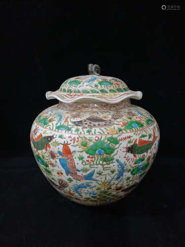 A Chinese Doucai Floral Porcelain Jar with Cover