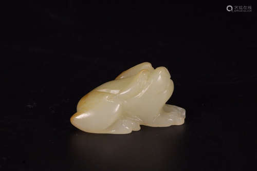 A Chinese Carved Hetian Jade Toad Ornament