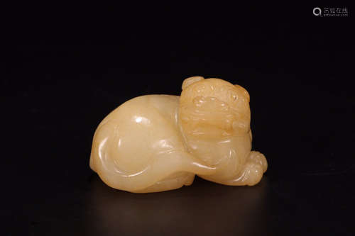 A Chinese Carved Hetian Jade Beast Ornament