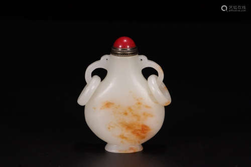 A Chinese Carved Hetian Jade Snuff Bottle