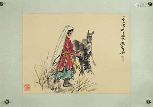 A Chinese Donkey Painting, Zhuang Zhou Mark