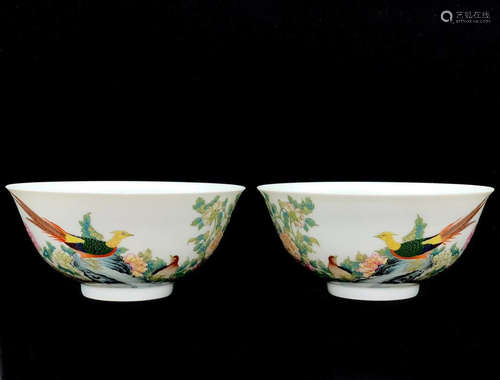 A Pair of Chinese Inscribed Porcelain Bowls