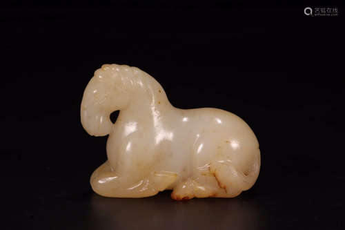 A Chinese Carved Hetian Jade Horse Ornament