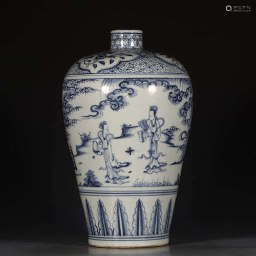 A Chinese Blue and White Figure Painted Porcelain Vase