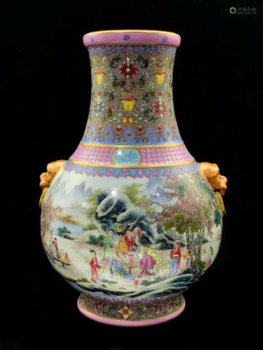 A Chinese Yellow Painted Dragon Pattern Floral Porcelain Zun