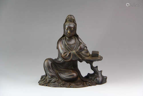 A Chinese Copper Statue of Manjusri Bodhisattva