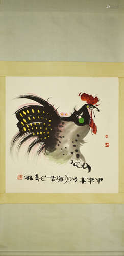 A Chinese Cock Painting, Han Meilin Mark