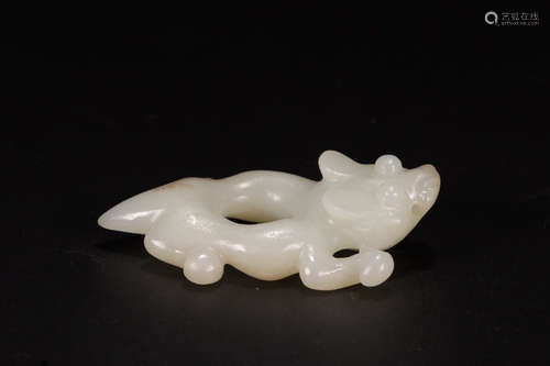 A Chinese Carved Hetian Jade Beast Pendant