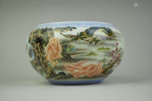 A Chinese Painted Porcelain Brush Pot