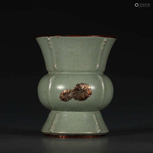 A Chinese Ru Kiln Silver Coating Porcelain Zun