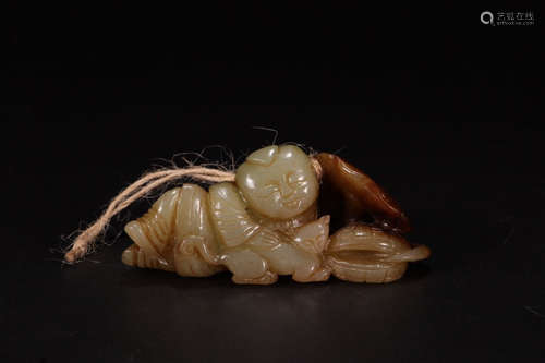 A Chinese Carved Hetian Jade Figure Ornament