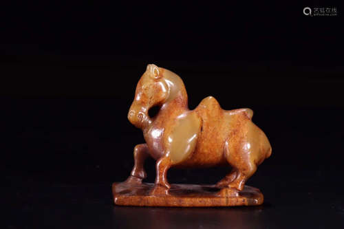 A Chinese Carved Hetian Jade Horse Ornament