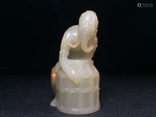 A Chinese Carved Hetian Jade Figure Ornament