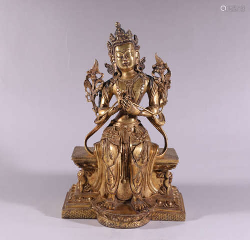 A Chinese Gild Copper Statue of BYAMS-PA Buddha