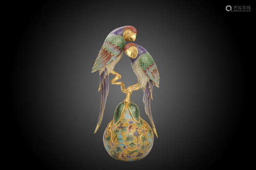 A Chinese Gild Copper  Cloisonne parrot Ornament