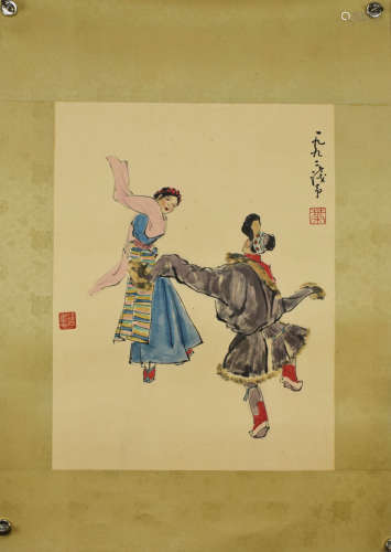 A Chinese Figure Painting, Ye Qianyu Mark