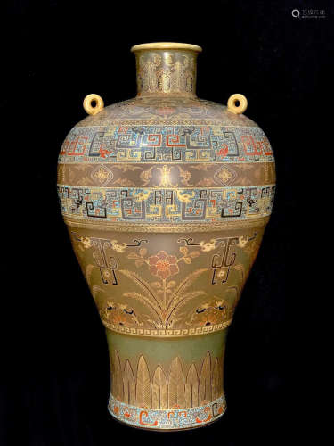 A Chinese Bronze Color Dragon&phoenix Pattern Porcelain Vase