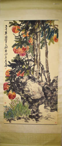 A Chinese Peach Painting, Wu Changshuo Mark