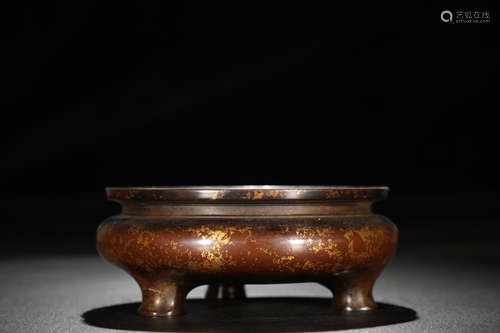 A Chinese Gild Copper Incense Burner