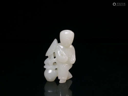 A Chinese Carved Hetian Jade Boy Ornament