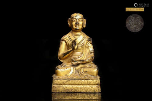 A Chinese Gild Copper Statue of Guru Buddha