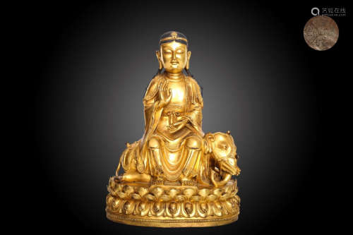 A Chinese Gild Copper Samantabhadra Bodhisattva Statue