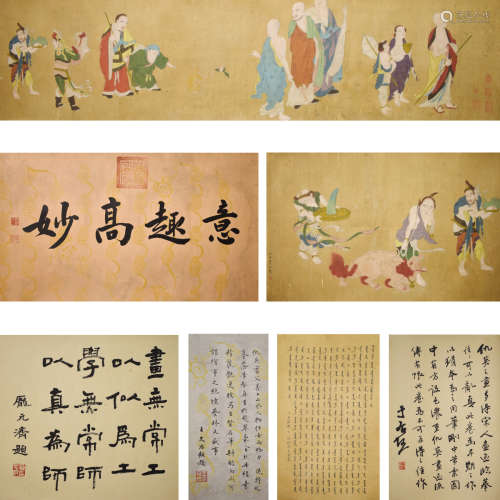 A Chinese Arhat Painting Silk Scroll, Qiu Ying Mark