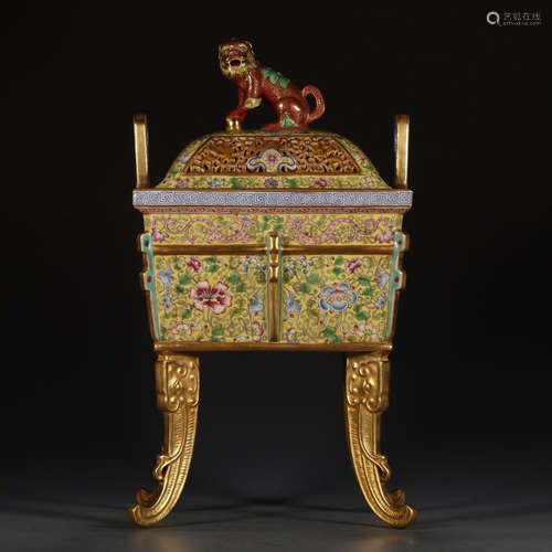 A Chinese Famille Rose Floral Porcelain Incense Burner