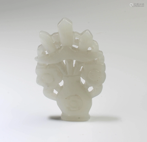 Chinese Carved White Jade Pendant