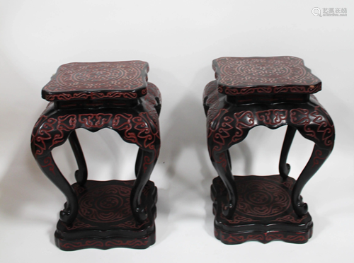 A Pair of Lacquer Stools