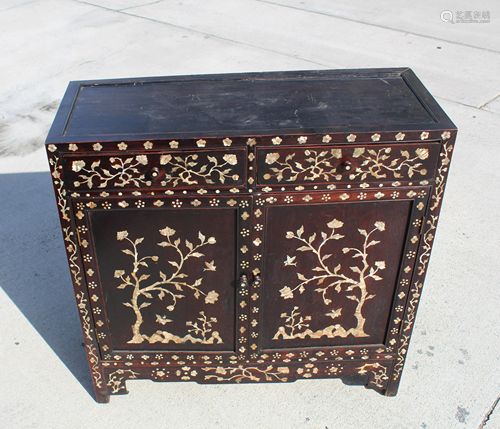 Chinese Hardwood Cabinet with Mother-of-Pe…