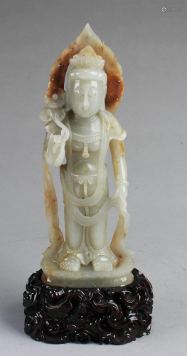 Chinese Carved Jade Bodhisattva Statue