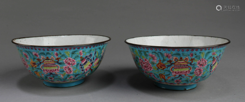 Pair of Chinese Cloisonne Bowls
