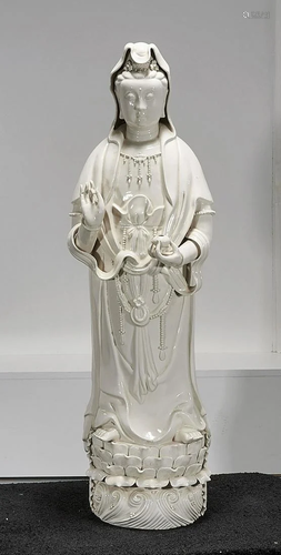 Chinese Blanc De Chine Standing Guanyin S…