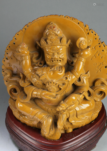 A Chinese Tibetan Jade Bodhisattva Statue