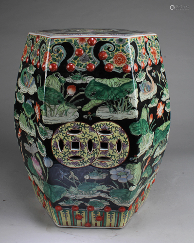 Chinese Famille Verte Garden Stool