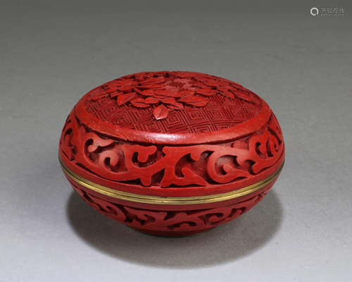 Chinese Cinnabar Lacquer Container with C…