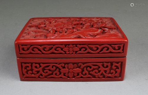 Chinese Cinnabar Lacquer Rectangular Shap…