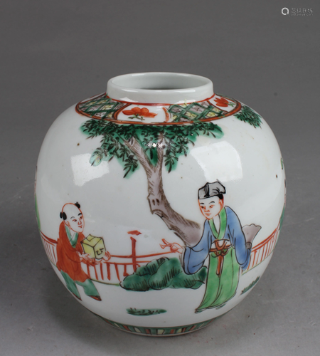 Chinese Famille Verte Porcelain Jar