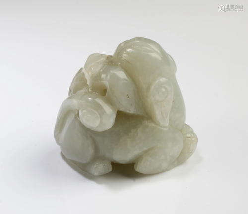Old Chinese Carved Jade Mythical Beast Orna…