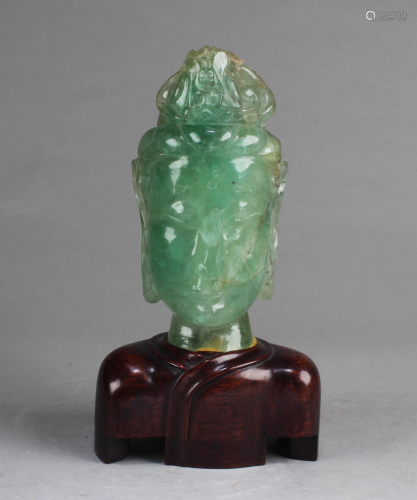 A Crystal Guanyin Head With stand