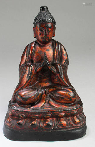 A Lacquered Bronze Buddha Statue