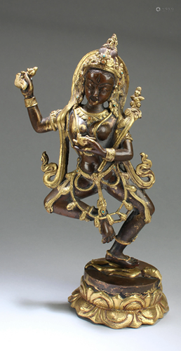 Chinese Gilt Bronze Bodhisattva statue with Base