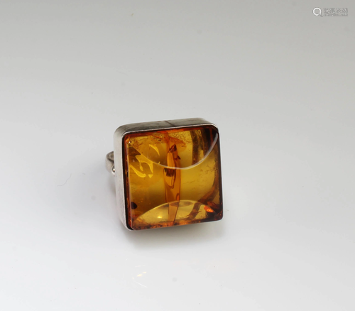 A Square Shaped Amber Ring