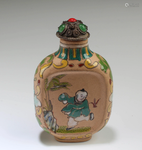 Chinese Zisha Enamel Snuff Bottle